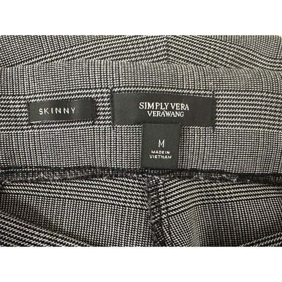 Simply Vera Wang Women's Skinny Houndstooth Plaid Leggings Tuxedo Stripe Size M - Picture 2 of 4